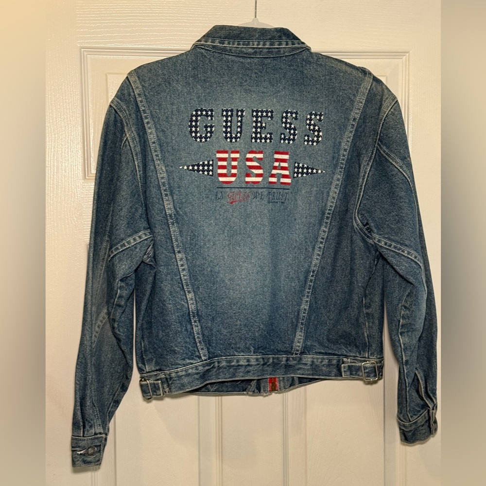 Guess Vintage 1993 Zip Up Stars Patriotic Jean Jacket